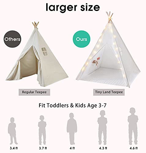 Tiny Land Tipi Infantil Tipi Tienda Tipi Indio para Niños con colchoneta Acolchada & Luces & Estuche de Transporte- Tienda Campaña Portátil Tienda Casa de Juegos para Interiores para Niños Niñas