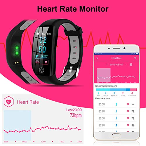 Tipmant Pulsera de Actividad, Reloj Inteligente Smartwatch Impermeable IP68 Pulsera Inteligentes con Pulsómetro Podómetro Calorías Pulsera Deporte para Android y iOS para Hombre Mujer Niños (Negro)