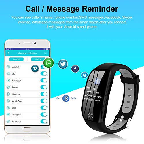 Tipmant Pulsera de Actividad, Reloj Inteligente Smartwatch Impermeable IP68 Pulsera Inteligentes con Pulsómetro Podómetro Calorías Pulsera Deporte para Android y iOS para Hombre Mujer Niños (Negro)