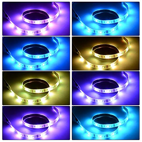 Tira de luces LED RGB de 3m con pilas Tira de luces LED RGB flexible Luces de cuerda a prueba de agua con caja de alimentación de batería y control remoto RF de 17 teclas