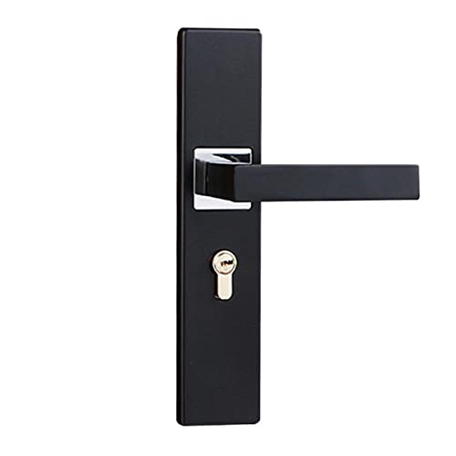 Tirador de puerta negro Aleación de aluminio Pomos de puerta de casa Tiradores de muebles Cerradura de cilindro Manijas de puerta de seguridad silenciosa para puertas interiores-Francia, 802 29 negro