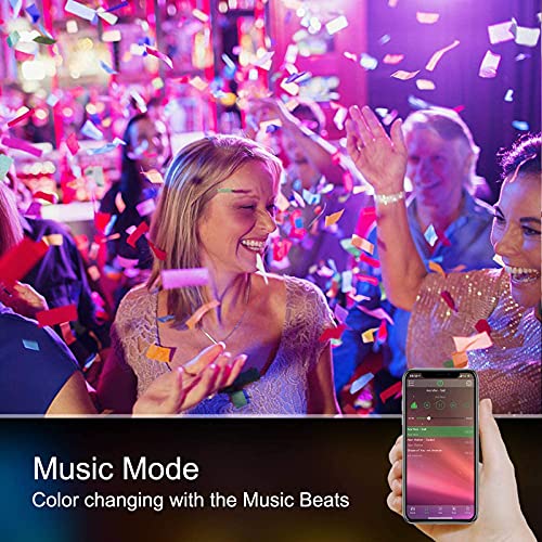 Tiras de LED Bluetooth 20M/65.6Ft 12V con control de aplicaciones, ALED LIGHT Music Sync Bright 5050 Tiras de luces RGB de cambio,control remoto IR y caja de control