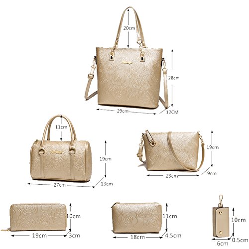 Tisdaini Bolsos de Mano Mujer Moda 6 Piezas Grande Bolsos Bandolera Bolsos Totes