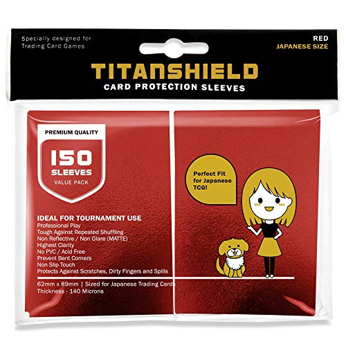 TitanShield (150 mangas/rojo pequeño tamaño japonés mangas cubierta protector para Yu-Gi-Oh, Cardfight!! Vanguard & More
