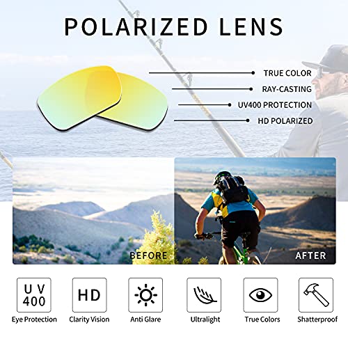 TJUTR Gafas de sol polarizadas deportivas para hombres y mujeres Ciclismo Correr Moda Espejo Lente Protección UV400 (Marco Rojo/Lente de Espejo Dorado)