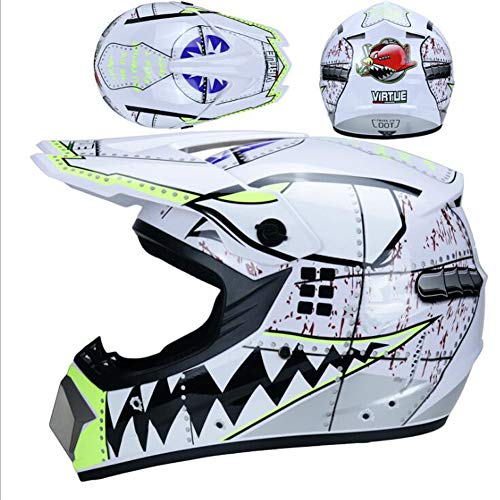 TKUI Casco Motocross Niño ECE Homologado - Casco de Moto Infantil Cross Integral Enduro Infantil para Mujer Hombre Adultos,S(52~53cm)