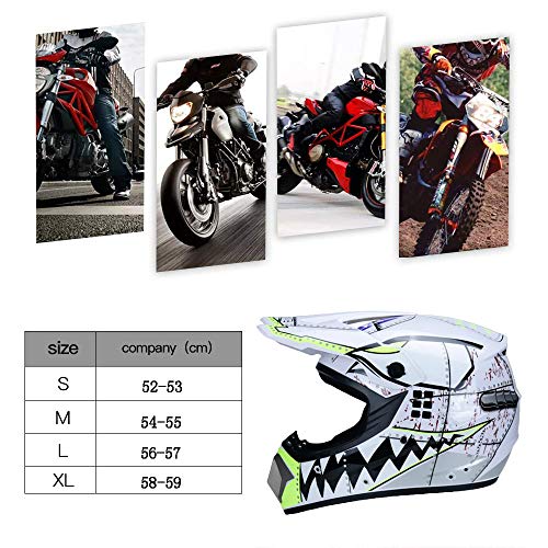 TKUI Casco Motocross Niño ECE Homologado - Casco de Moto Infantil Cross Integral Enduro Infantil para Mujer Hombre Adultos,S(52~53cm)