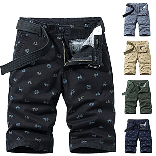 TN-KENSLY Pantalones Cortos Tipo Cargo para Hombre Estampado Bicicleta Gimnasio Entrenamiento físico Pantalones Frescos Pantalones Cortos tácticos algodón Khaki 32