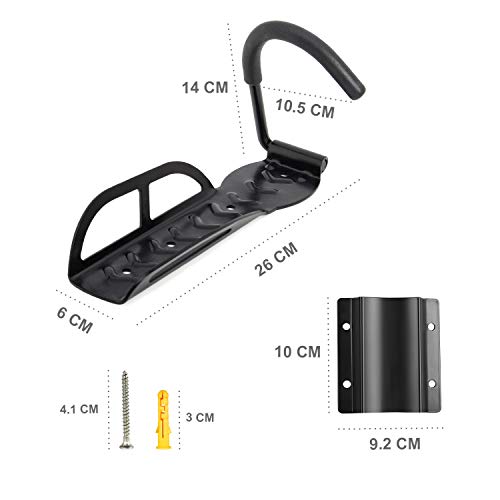 Todeco Set de 4 Soporte Bicicletas Pared con el Soporte de La Rueda Trasera, Gancho para Colgar Bicicleta en la Pared, Cuelga Bicis Pared con Soporta hasta 30kg, Apto para ruedas de hasta aprox. 5cm