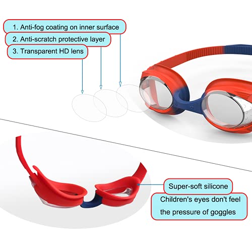 TODREMOU Gafas de natación para niños de 6 a 12 años, longitud ajustable, antivaho, gafas de natación para niños y niñas