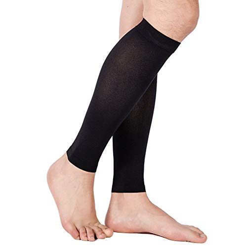 TOFLY Mangas de compresión para pantorrillas, Unisex, Calcetines de compresión para Las piernas de 20-30mmHg, alivie el Dolor, la hinchazón, Las Venas varicosas, férula de la espinilla, Black XXL