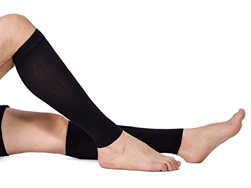 TOFLY Mangas de compresión para pantorrillas, Unisex, Calcetines de compresión para Las piernas de 20-30mmHg, alivie el Dolor, la hinchazón, Las Venas varicosas, férula de la espinilla, Black XXL