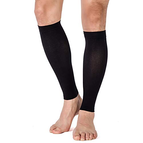 TOFLY Mangas de compresión para pantorrillas, Unisex, Calcetines de compresión para Las piernas de 20-30mmHg, alivie el Dolor, la hinchazón, Las Venas varicosas, férula de la espinilla, Black XXL