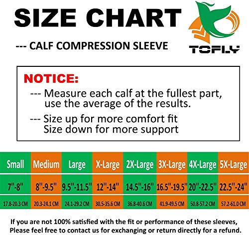 TOFLY Mangas de compresión para pantorrillas, Unisex, Calcetines de compresión para Las piernas de 20-30mmHg, alivie el Dolor, la hinchazón, Las Venas varicosas, férula de la espinilla, Black XXL