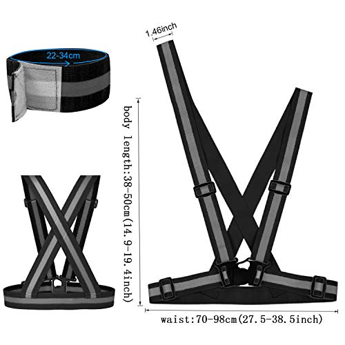 TOLOVIC Chaleco de Seguridad Reflectante Chaleco Reflectante Ajustable Alta Visibilidad Elastic Reflector Banda Adecuado para Correr, Trotar, Ciclismo