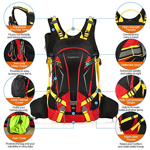 TOM SHOO Mochila Ciclismo 20L/30L Impermeable para Excursionismo Ciclismo Alpinismo Senderismo Camping al Aire Libre con Cubierta de Lluvia y del Casco