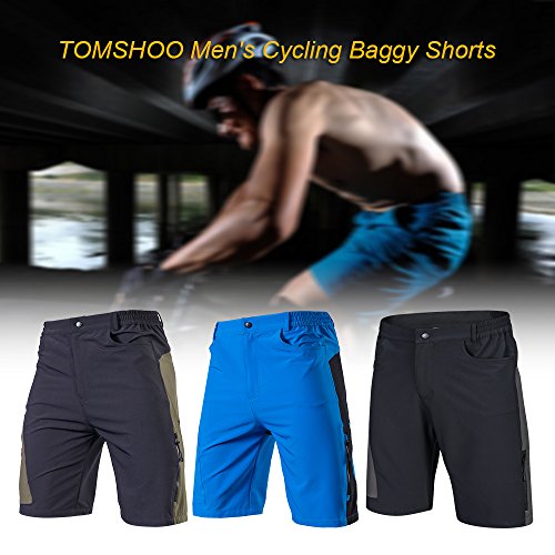 TOM SHOO Pantalones Cortos de MTB, Pantalones Cortos de Ciclismo para Hombre con Acolchados en 3D y 4 Bolsillos para Deporte al Aire Libre y Ciclismo