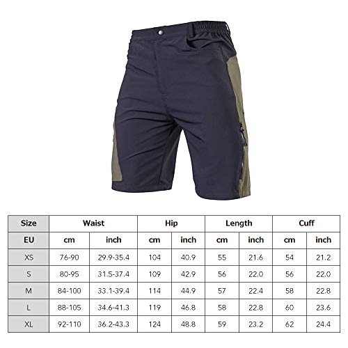 TOM SHOO Pantalones Cortos de MTB, Pantalones Cortos de Ciclismo para Hombre con Acolchados en 3D y 4 Bolsillos para Deporte al Aire Libre y Ciclismo