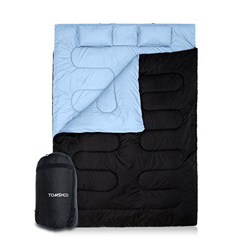 TOM SHOO Saco de Dormir Doble Adulto Acampada, Saco de Dormir Rectangular Convierte en 2 Sacos Individuales, para Camping, Excursiones y Actividades al Aire Libre, 210 * 152cm