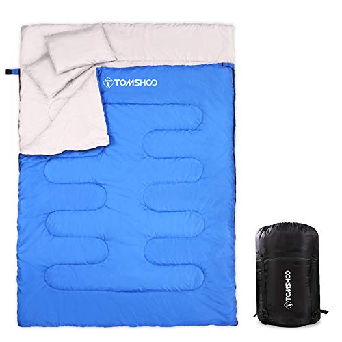 TOM SHOO Saco de Dormir Doble Adulto Acampada, Saco de Dormir Rectangular Convierte en 2 Sacos Individuales, para Camping, Excursiones y Actividades al Aire Libre, 210 * 152cm