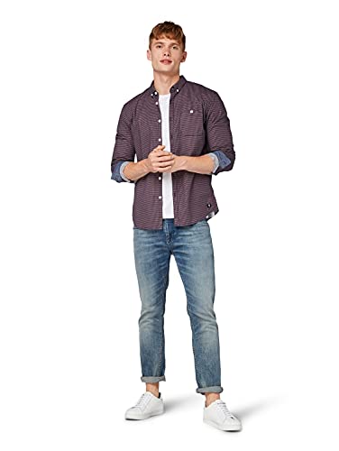 TOM TAILOR Denim 1015844 Camisa Integral, 19524 – Estampado de Rombos Marinos, L para Hombre