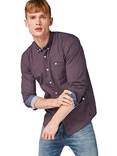 TOM TAILOR Denim 1015844 Camisa Integral, 19524 – Estampado de Rombos Marinos, L para Hombre