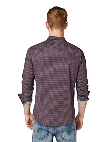 TOM TAILOR Denim 1015844 Camisa Integral, 19524 – Estampado de Rombos Marinos, L para Hombre