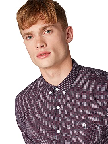 TOM TAILOR Denim 1015844 Camisa Integral, 19524 – Estampado de Rombos Marinos, L para Hombre