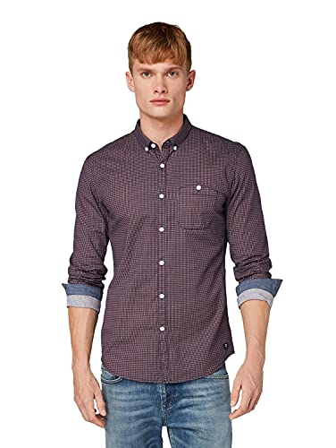 TOM TAILOR Denim 1015844 Camisa Integral, 19524 – Estampado de Rombos Marinos, L para Hombre