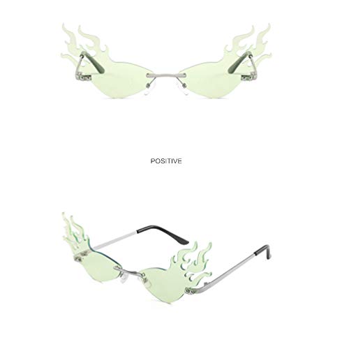 Tomaibaby Gafas de Sol de Llama de Moda Gafas con Forma de Fuego Gafas de Fiesta Accesorio de Foto Divertido (Lente Verde)