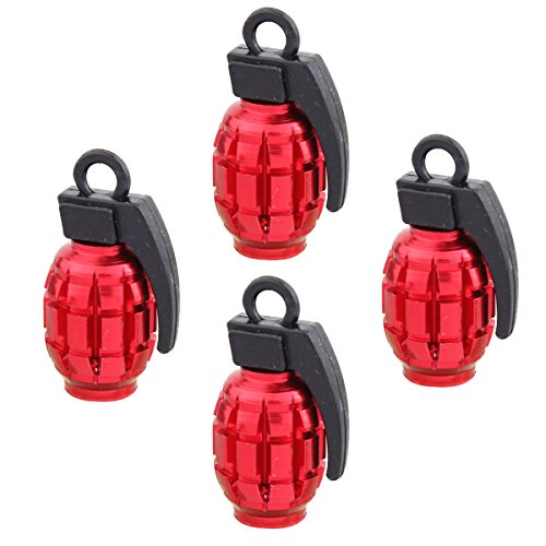 TOMALL Red Grenade Tire Válvula Stem Caps para coche camión bici