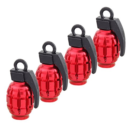 TOMALL Red Grenade Tire Válvula Stem Caps para coche camión bici