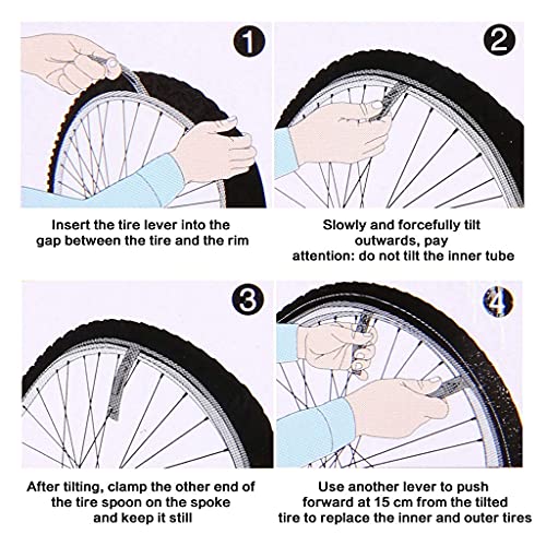 Tomedeks 3 piezas de palancas de neumáticos de bicicletas, palancas de neumáticos de alta resistencia que se utilizan para reemplazar las cámaras de aire de los neumáticos de bicicletas. (Plata)