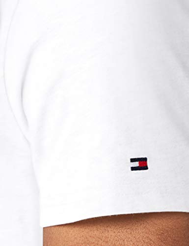 Tommy Hilfiger Logo Camiseta de Cuello Redondo,Perfecta para El Tiempo Libre, Blanco (White), M para Hombre