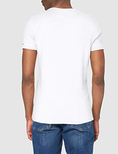 Tommy Hilfiger Logo Camiseta de Cuello Redondo,Perfecta para El Tiempo Libre, Blanco (White), M para Hombre