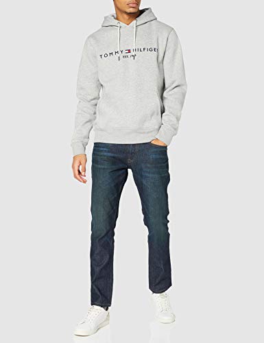 Tommy Hilfiger Tommy Logo Hoody 0752 - Sudadera con Capucha Hombre, Gris (Cloud Htr 501), L