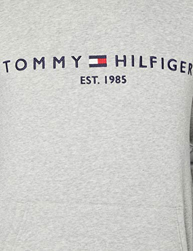Tommy Hilfiger Tommy Logo Hoody 0752 - Sudadera con Capucha Hombre, Gris (Cloud Htr 501), L