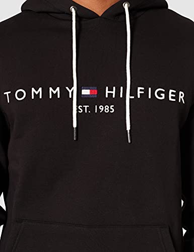 Tommy Hilfiger Tommy Logo Hoody 0752 - Sudadera con Capucha Hombre, Negro (Jet Black Base), S