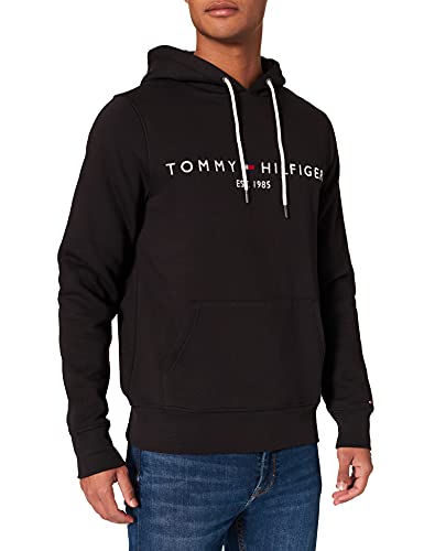 Tommy Hilfiger Tommy Logo Hoody 0752 - Sudadera con Capucha Hombre, Negro (Jet Black Base), S