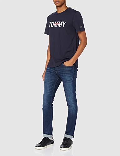 Tommy Jeans TJM Layered Graphic tee Camisa, Twilight Navy, X-S, Mall para Hombre
