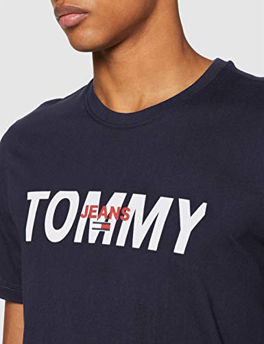 Tommy Jeans TJM Layered Graphic tee Camisa, Twilight Navy, X-S, Mall para Hombre