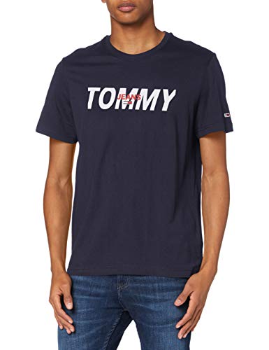 Tommy Jeans TJM Layered Graphic tee Camisa, Twilight Navy, X-S, Mall para Hombre