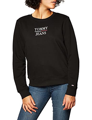 Tommy Jeans Tjw Sudadera Ajustada con Logotipo de Terry, Black, XL para Mujer