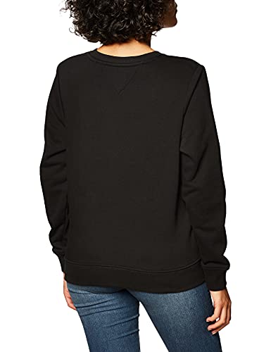 Tommy Jeans Tjw Sudadera Ajustada con Logotipo de Terry, Black, XL para Mujer