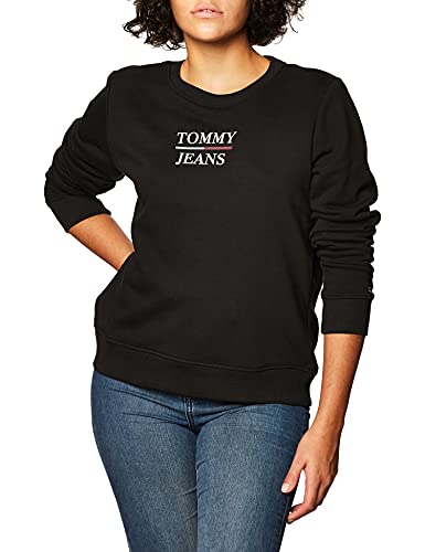 Tommy Jeans Tjw Sudadera Ajustada con Logotipo de Terry, Black, XL para Mujer
