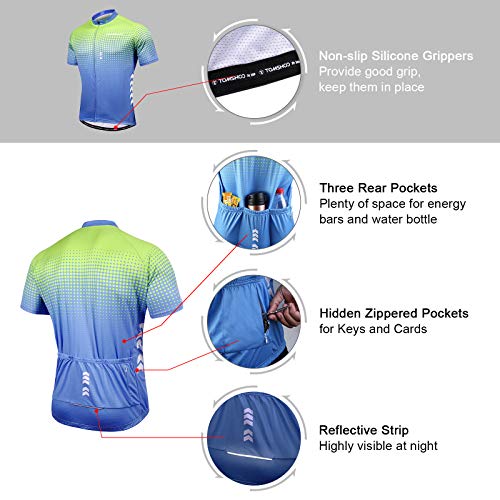 TOMSH00 Conjunto de Maillot de Ciclismo con Almohadilla de Asiento 3D, Ropa de Ciclismo de Manga Corta Elástica, Transpirable y de Secado Rápido Hombres Mujeres para Ciclismo MTB, Jogging, Senderismo