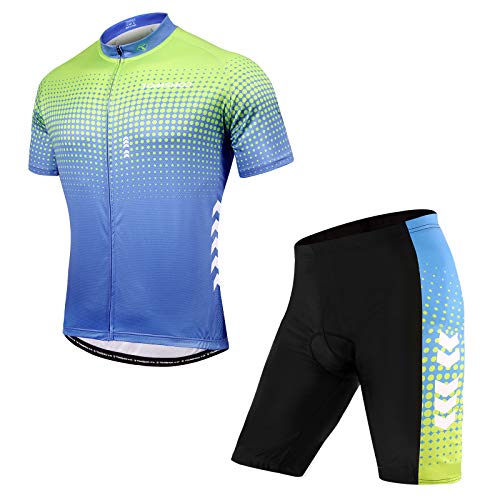 TOMSH00 Conjunto de Maillot de Ciclismo con Almohadilla de Asiento 3D, Ropa de Ciclismo de Manga Corta Elástica, Transpirable y de Secado Rápido Hombres Mujeres para Ciclismo MTB, Jogging, Senderismo