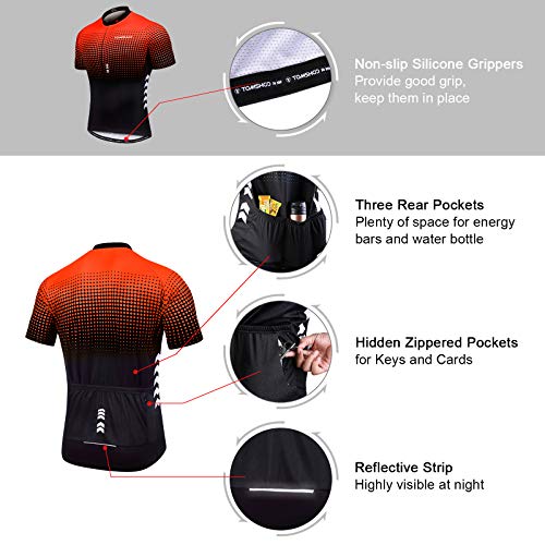 TOMSH00 Conjunto de Maillot de Ciclismo con Almohadilla de Asiento 3D, Ropa de Ciclismo de Manga Corta Elástica, Transpirable y de Secado Rápido Hombres Mujeres para Ciclismo MTB, Jogging, Senderismo