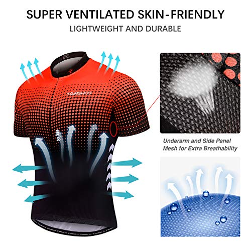 TOMSH00 Conjunto de Maillot de Ciclismo con Almohadilla de Asiento 3D, Ropa de Ciclismo de Manga Corta Elástica, Transpirable y de Secado Rápido Hombres Mujeres para Ciclismo MTB, Jogging, Senderismo