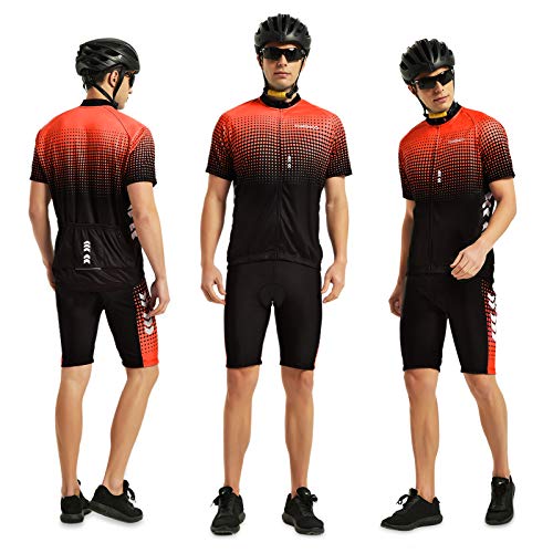 TOMSH00 Conjunto de Maillot de Ciclismo con Almohadilla de Asiento 3D, Ropa de Ciclismo de Manga Corta Elástica, Transpirable y de Secado Rápido Hombres Mujeres para Ciclismo MTB, Jogging, Senderismo